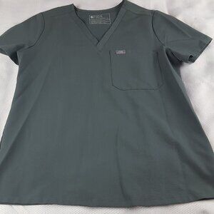 Figs Casma Three Pocket Women's Scrub Top Size Small Bonsai Gray FW1100 PO# 2491